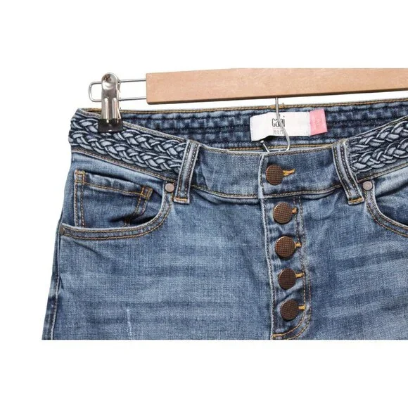 Cabi Jeans Size 4 Mia Button Fly Skinny Stretch Distressed Denim Boho #5694 - Picture 5 of 13